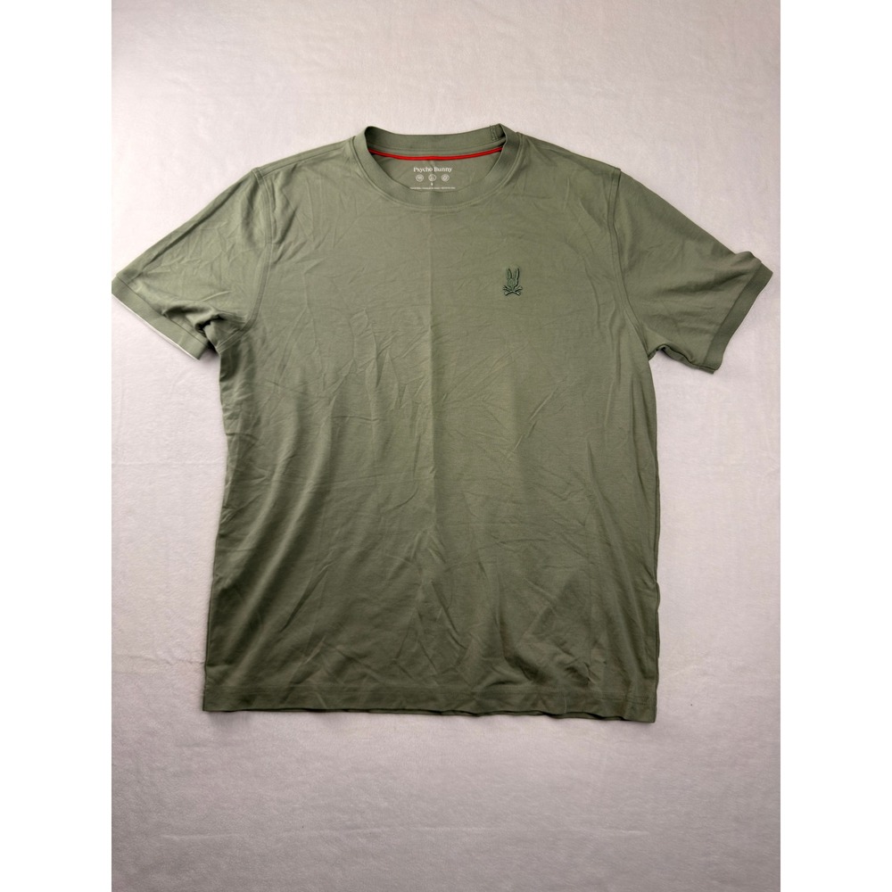 Psycho Bunny Mens Olive Green Pima Cotton Blend Logo T-Shirt B6U490F200 Size 5 L